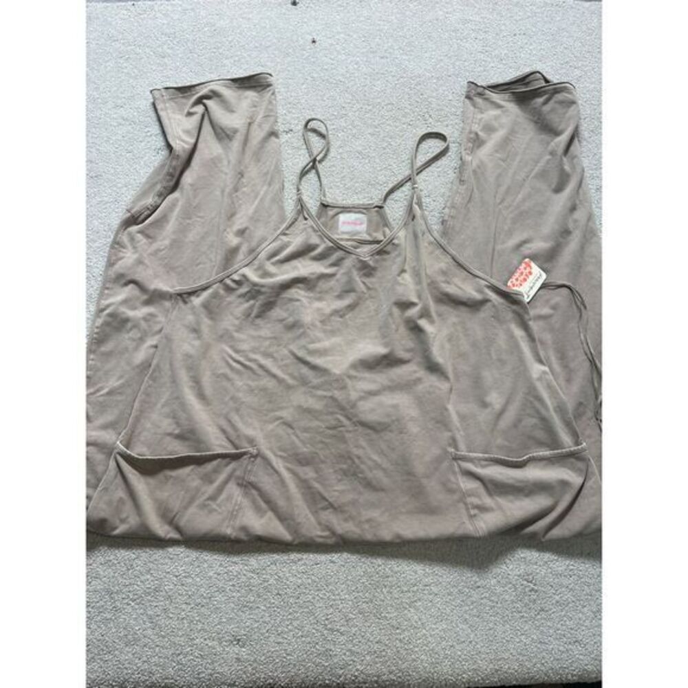 Free People Movement Jumpsuit‎ Spaghetti Strap Halter Back Mocha Casual SZ L NWT